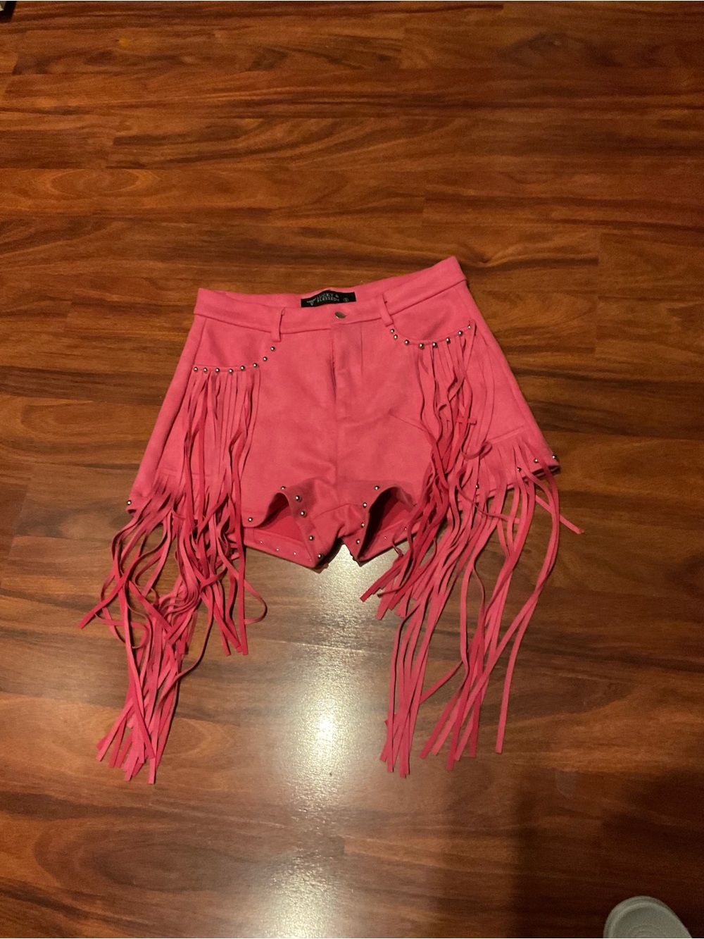 L&B Lucky & Blessed Pink Western Fringe Silver Studs Shorts Women’s Size Small